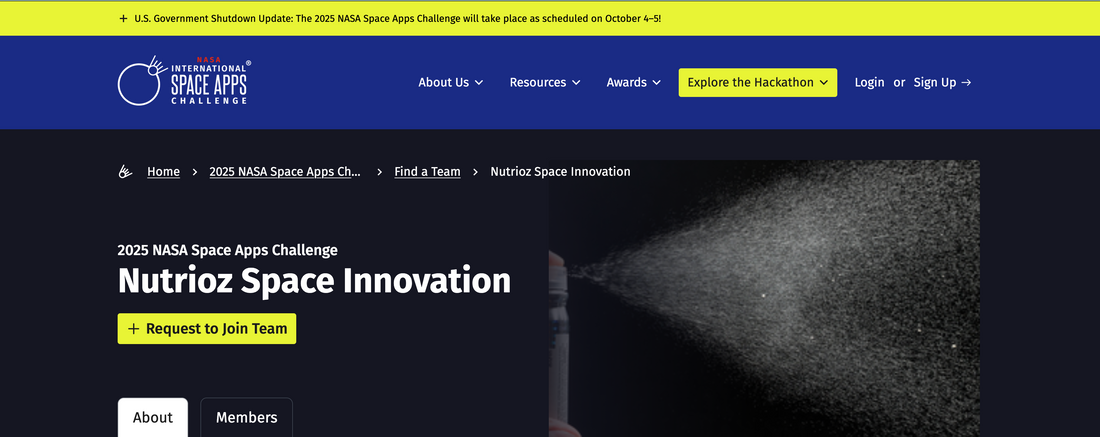 NUTRIOZ SPACE INNOVATION NASA SPACE APPS CHALANGE